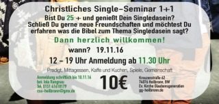 Christliches Single Seminar 1+1, Seminar, Heilbronn, Baden-Württemberg
