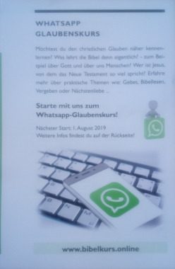 WhatsApp Glaubenskurs, Seminar, Wo immer du dich aufhälst^^, Aargau