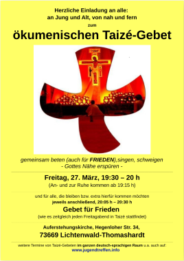 ökumenisches Taizé-Gebet auf dem Schurwald, besonderer Gottesdienst, Lichtenwald, Baden-Württemberg