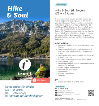 Hike & Soul für Singles (25-45 Jahre), Seminar, Ramsau bei Berchtesgaden, Bayern