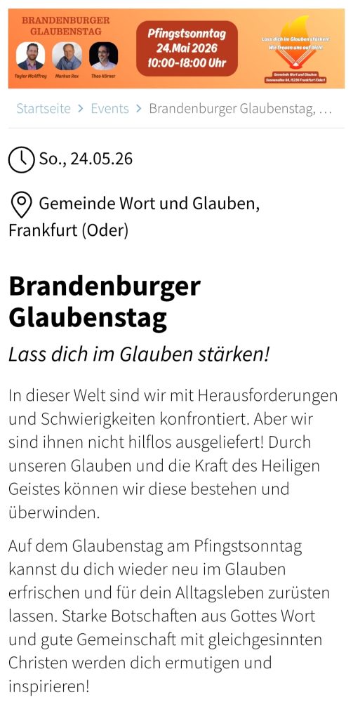Brandenburger Glaubenstag - besonderer Gottesdienst - Frankfurt Oder