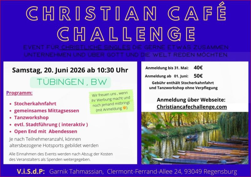 Christian Café Challenge goes to Tübingen am Samstag, den 20. Juni 26 - Gruppenevent - Tübingen