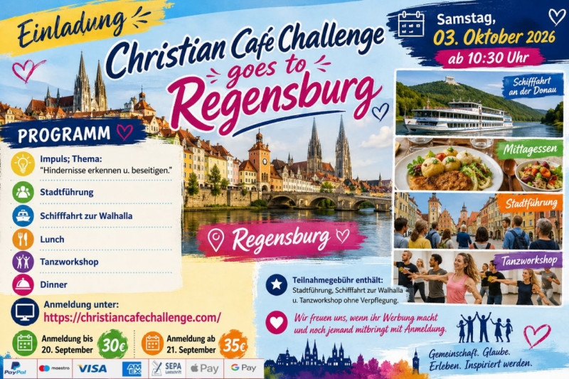 Christian Café Challenge goes to Regensburg am Samstag, den 03. Oktober 26 - Gruppenevent - Regensburg